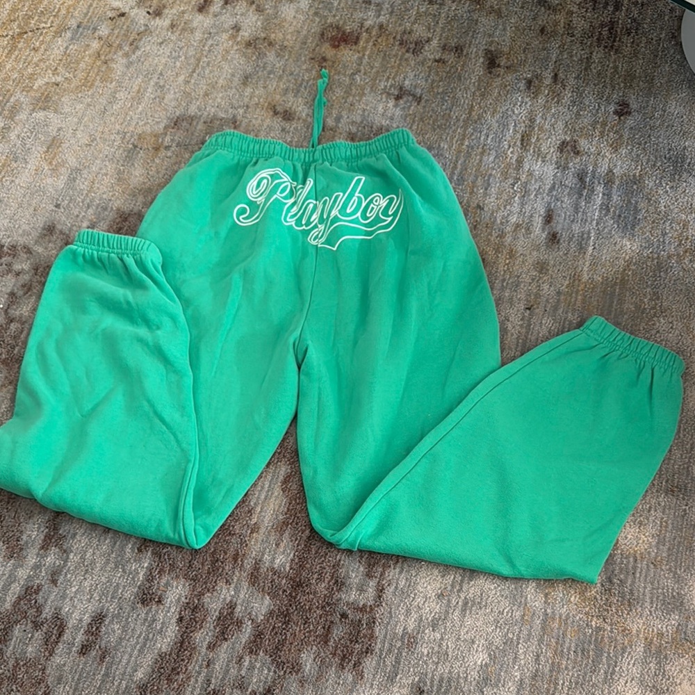 PLAYBOY Green Jogger Sweatpants with Elastic Cuffs